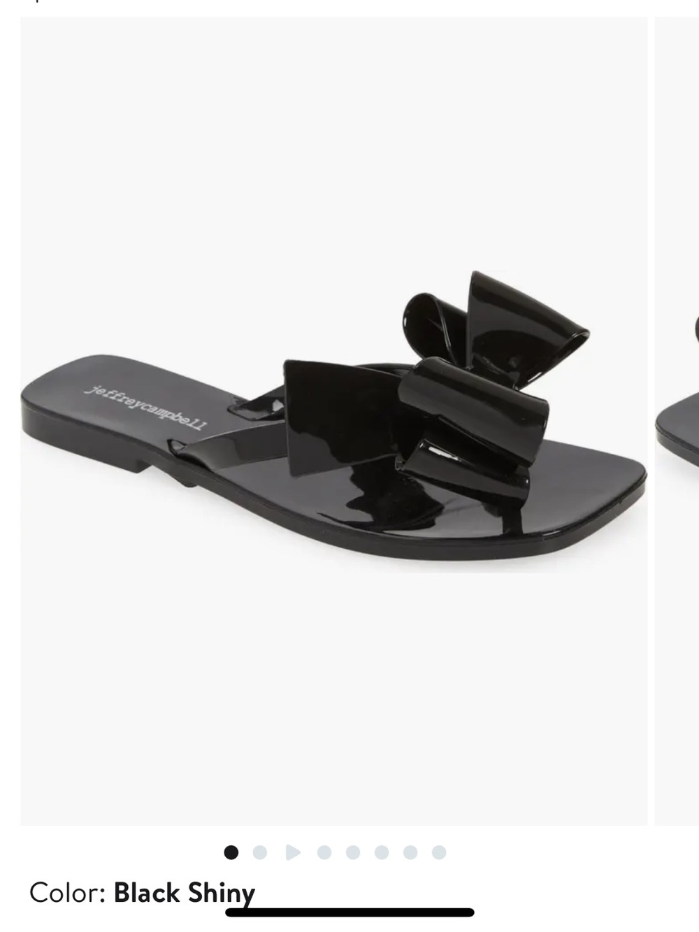 Jeffrey Campbell Black Shiny Bow Slide Sandals